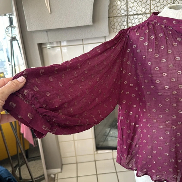 Anthropologie button up moulinette soeurs top Allegra Foil-Printed Top sz small - Picture 6 of 11